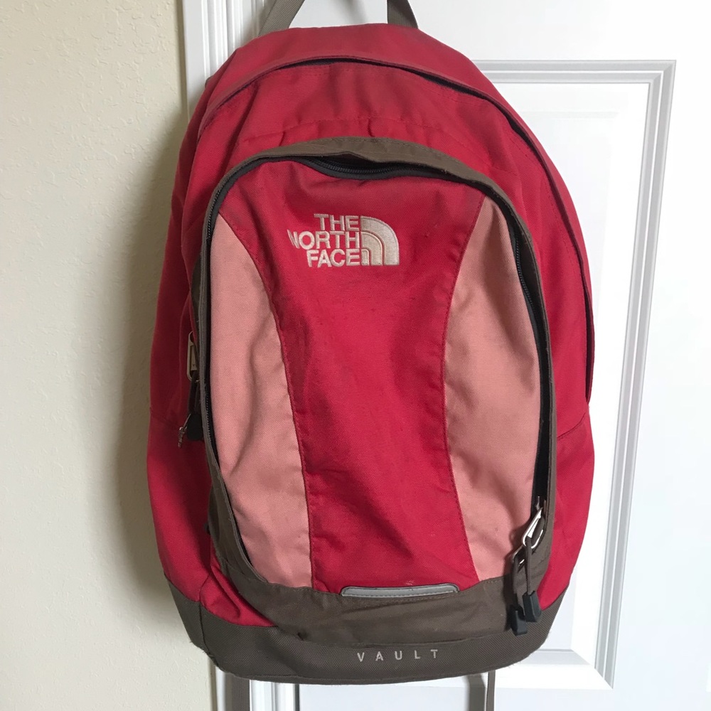 Pink/coral North Face backpack
